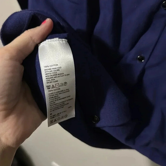 Tommy Bahama Indigo Blue Cardigan with gem buttons, 100% cotton. Size SM/P. EUC. - Picture 5 of 6